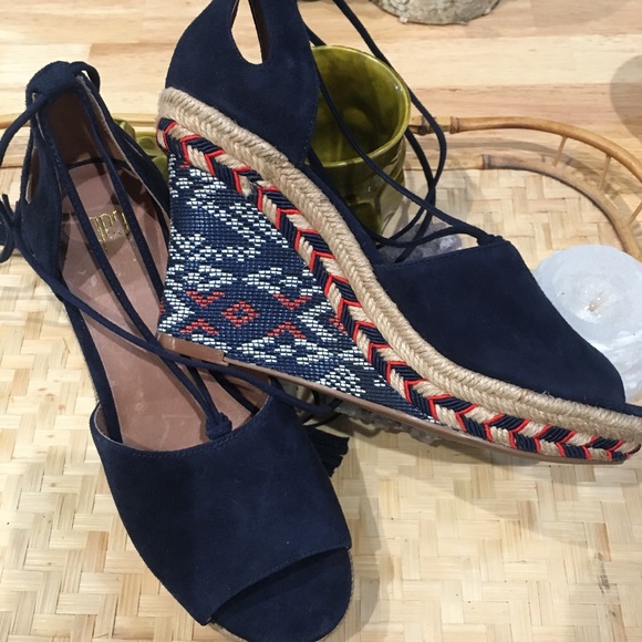 Lace up CABI wedge sandal espadrilles southwestern - Picture 7 of 7
